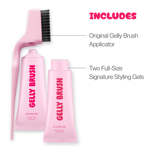 Gelly Brush Hair Gel Brush Set: Styling Brush + 2 Gel Refills