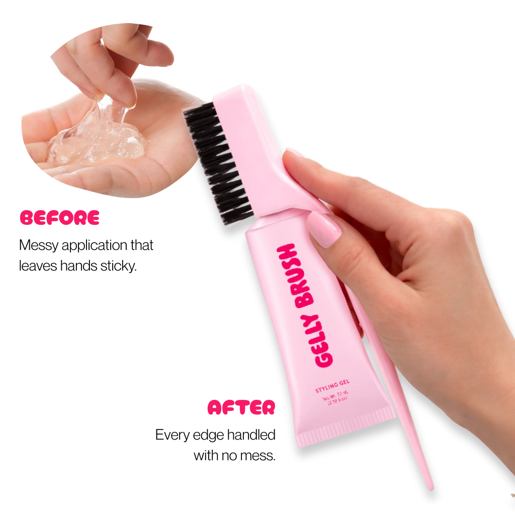 Gelly Brush Hair Gel Brush Set: Styling Brush + 2 Gel Refills