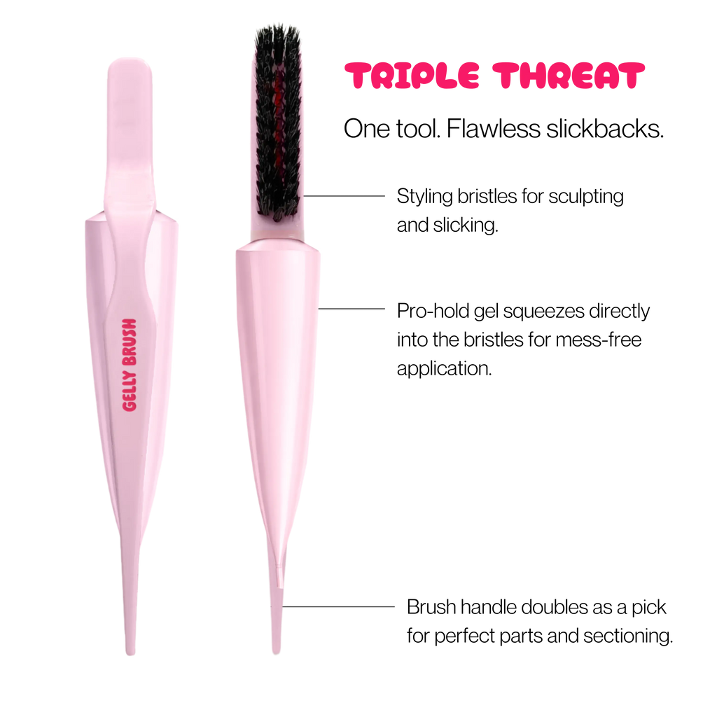 Gelly Brush Hair Gel Brush Set: Styling Brush + 2 Gel Refills