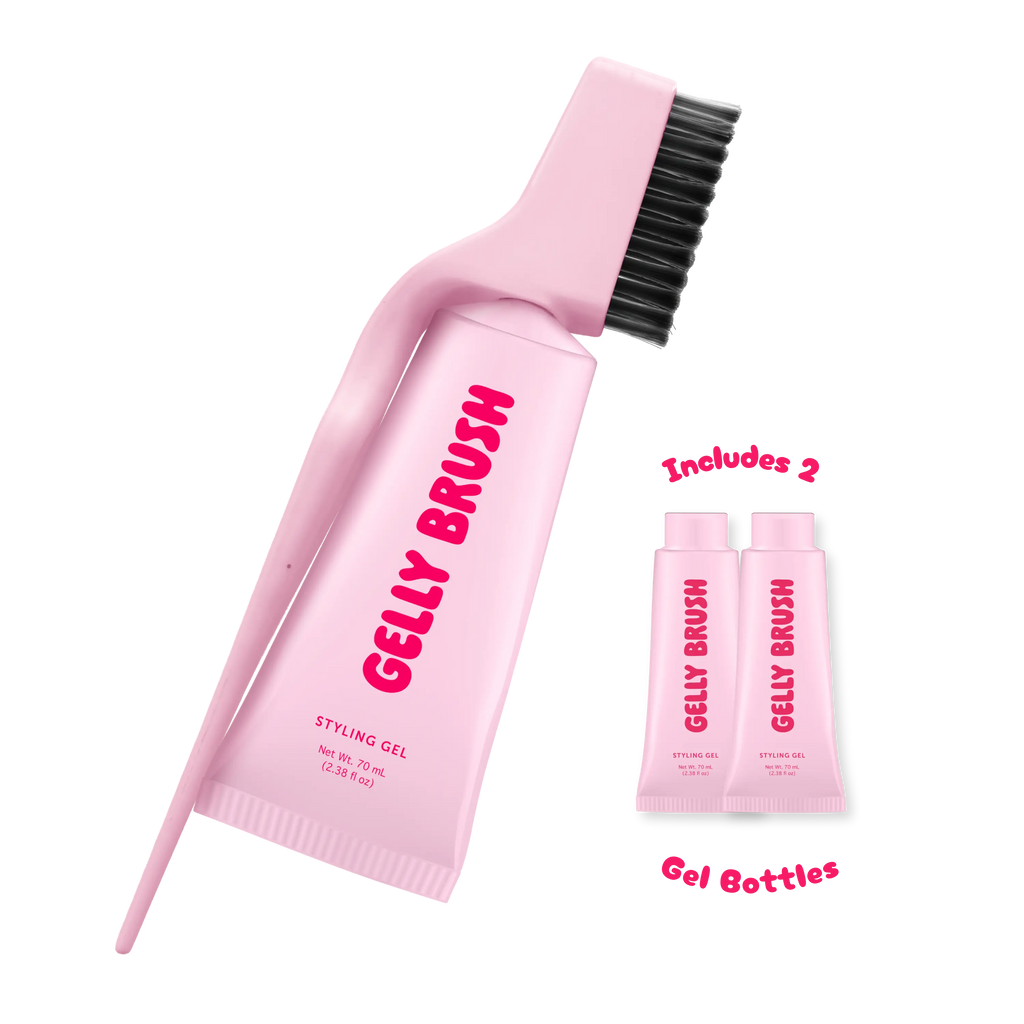 Gelly Brush Hair Gel Brush Set: Styling Brush + 2 Gel Refills