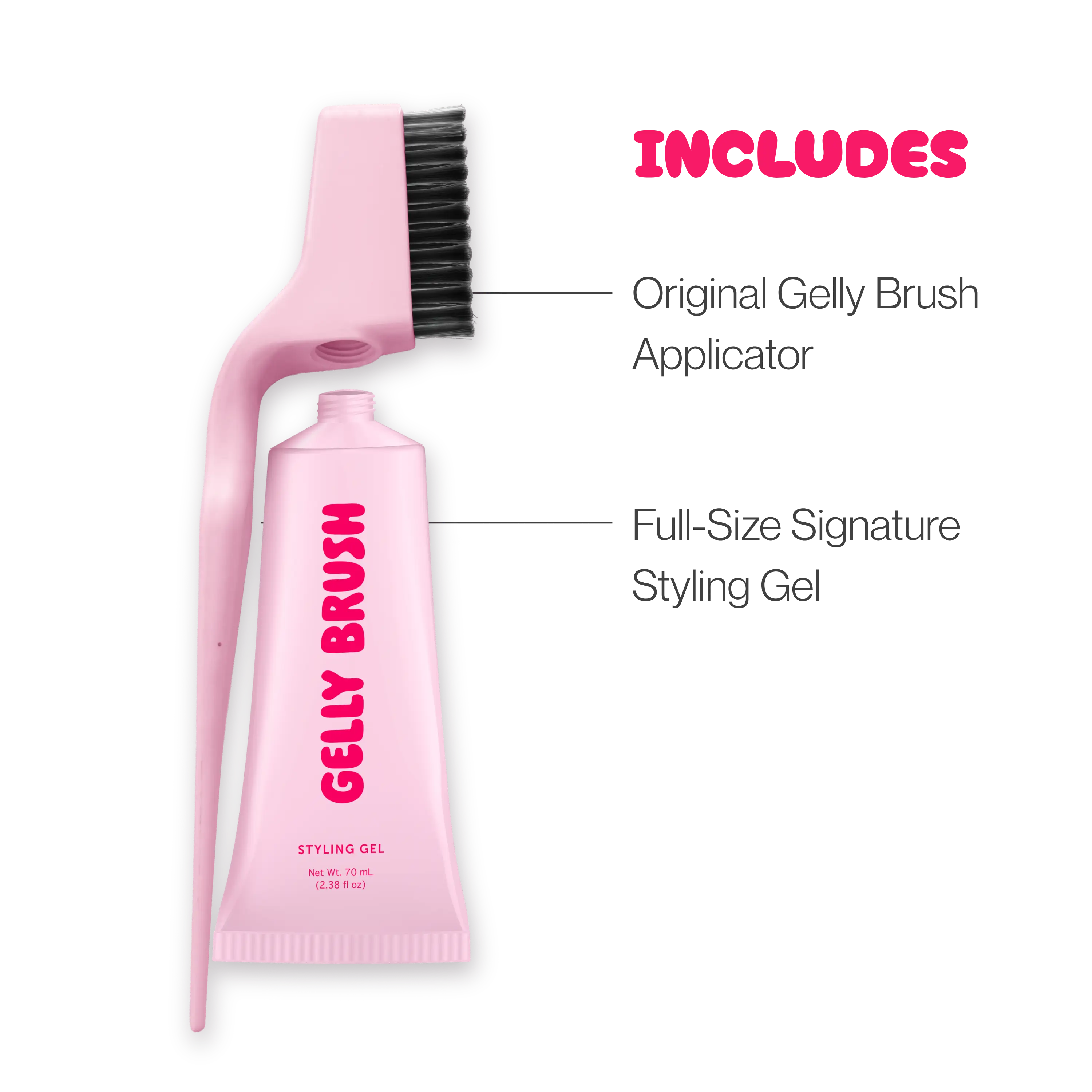 Gelly Brush Hair Gel Brush Set: Styling Brush + 1 Styling Gel